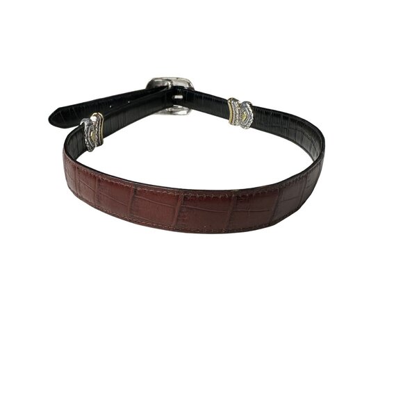 Vintage Brighton Marcus Reversible Belt Two-Tone Black Brown 40210 Size 34 Croc - Picture 5 of 9